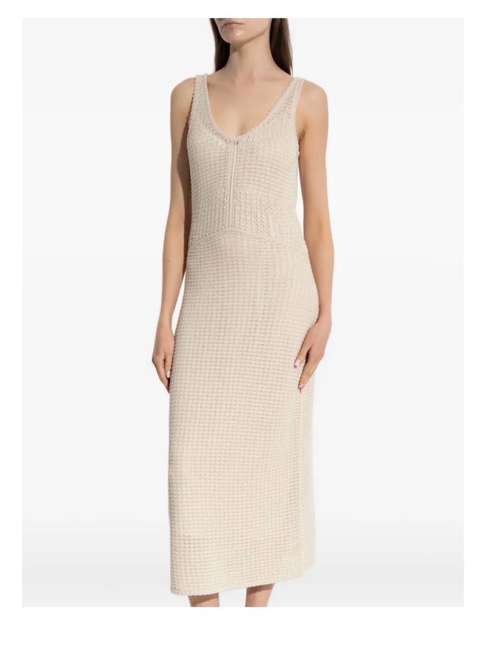 Theory Cream Sleeveless Knit Midi Dress - Picture 4 of 8